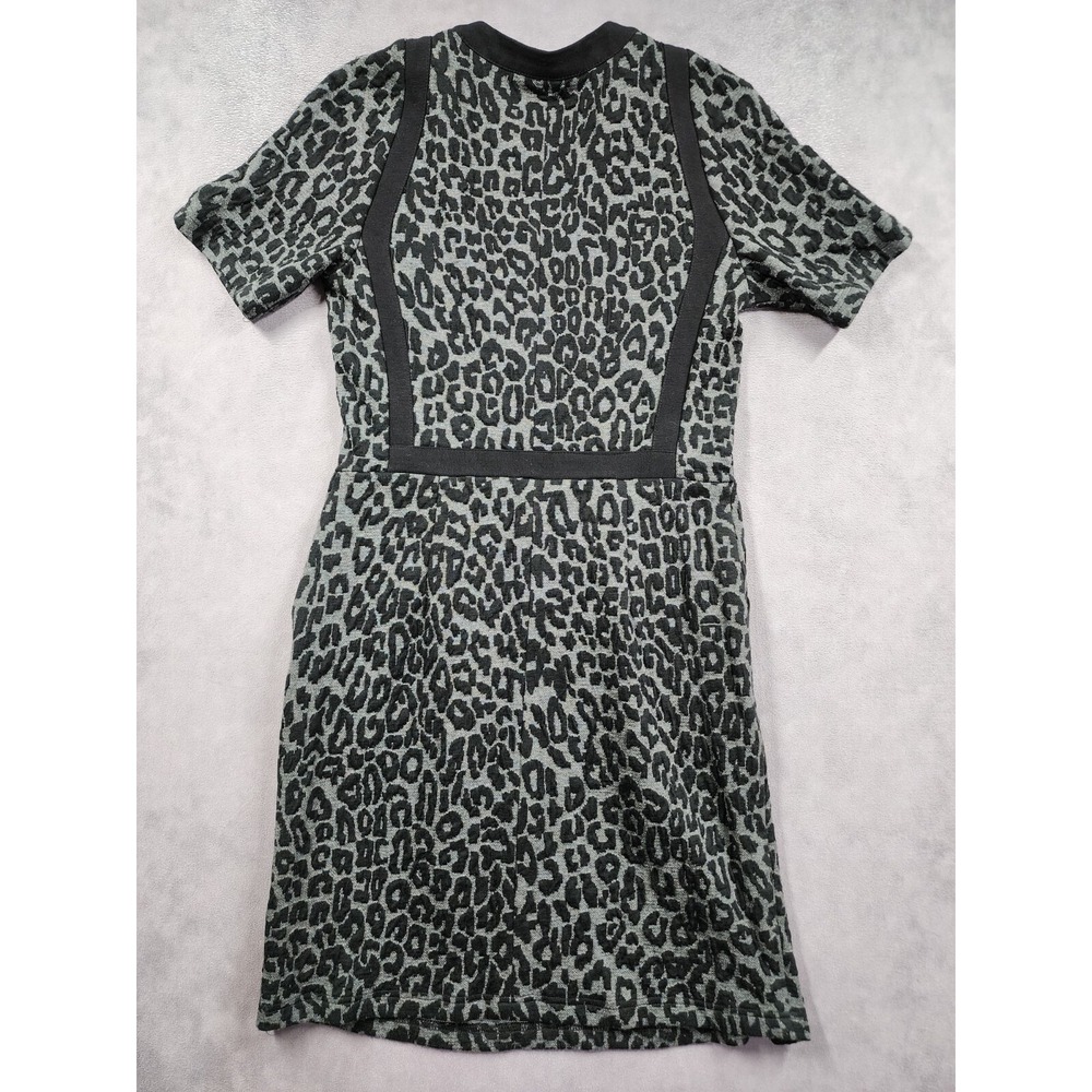 Sea New York Dress Women's 2 Black Gray Leopard Print Stretch Zip-Front Preppy - Picture 2 of 9